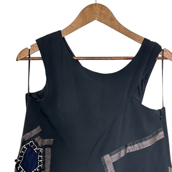 Chloe Vintage Silk Beaded Mini Dress Black Navy Size 4, EU 36 - Picture 7 of 16